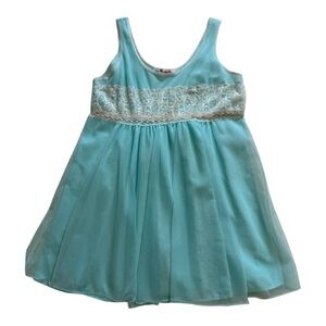 Vintage Slumber Suzy Blue Chiffon Lace Babydoll - Size Medium